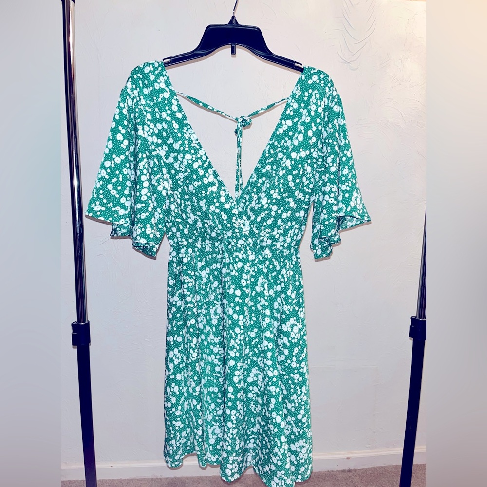 Green floral sundress